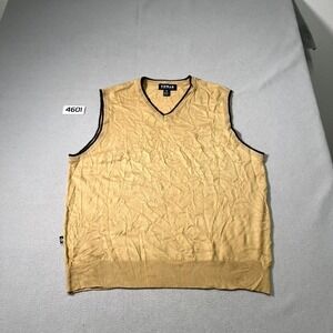 Koman Since 1974 Sweater Vest Men 4XL Tan Acrylic Ribbed Hem V Neck Pullover